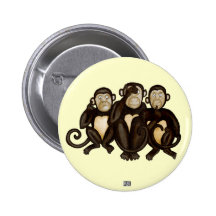 Trois singes sages badges