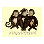 Trois singes sages carte postale
