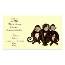 Trois singes sages cartes de visite personnelles