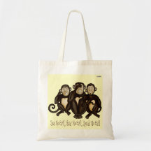 Trois singes sages sacs de toile