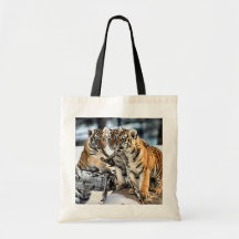 Trois tigre CUB en cadeaux d'art de neige Sacs En Toile