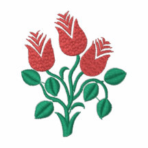Trois tulipes rouges ont brodé la chemise - person