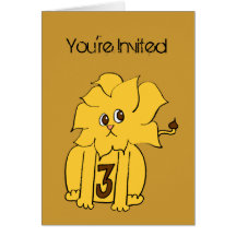 Troisième invitation de lion de fête d'anniversair cartes de vœux