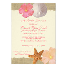 Tropical Beach Rustic Bridal Luncheon Invite