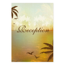 Tropical Orange Beach Wedding Reception Cards Business Card