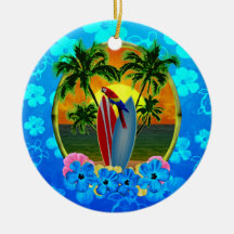 Tropical Sunset Christmas Ornament