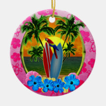 Tropical Sunset Christmas Ornament