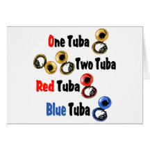 Tuba rouge de bleu de tuba carte de vœux