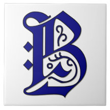 Tuile bleue d'accent de monogramme de la lettre B  Carreau