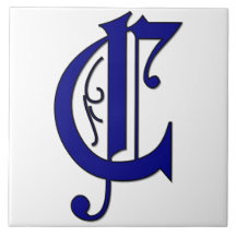 Tuile bleue d'accent de monogramme de la lettre C  Carreaux