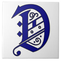 Tuile bleue d'accent de monogramme de la lettre D  Carreau