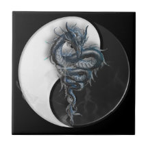 Tuile chinoise de dragon de Yin Yang Carreau