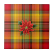 Tuile de poinsettia carreaux