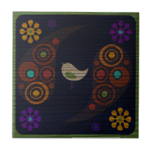 Tuile d'oiseau de Paisley Carreau