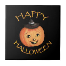 Tuile vintage de Jack-o'-lantern de sorcière de Ha Carreaux