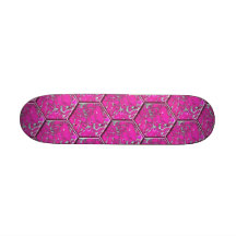 Tuiles roses d'hexagone de turquoise plateau de skateboard