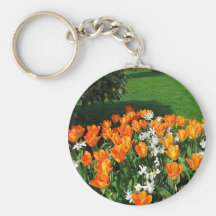 Tulipe orange sur les produits multiples porte-clé