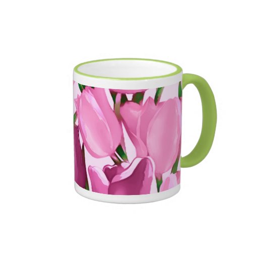 Tulipes de ressort. Tasse de cadeau du jour de mèr