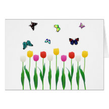 Tulipes et papillons cartes de vœux