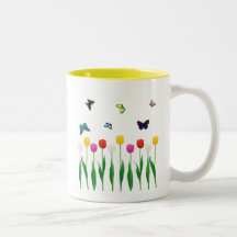 Tulipes et papillons tasse à café