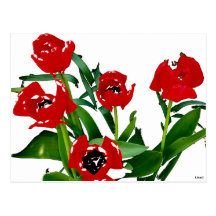 Tulipes rouges lumineuses carte postale