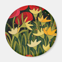 Tulips and Roses Magnets Pour Réfrigérateur