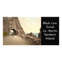 Tunnel noir de caverne, comté Antrim, Irlande du N Photocartes Personnalisées