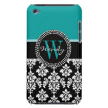 Turquoise, caisse noire d'iPod de nom d'initiale d Étuis Barely There iPod