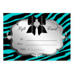Turquoise d'argent de zèbre de Valentine de chèque Cartes De Visite Personnelles