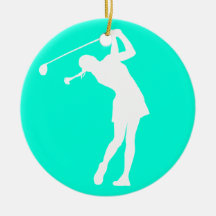 Turquoise de Madame Golfer Silhouette Ornament w/N Ornements De Noël