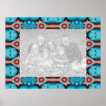 Turquoise et cadre rouge de photo poster