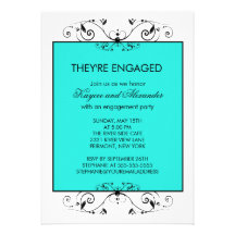 Turquoise et invitations noires de fiançailles de 