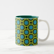 Turquoise et jaune mug à café