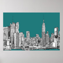 Turquoise foncée NYC Posters
