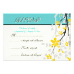 Turquoise jaune de fleurs épousant la carte de RSV Faire-parts