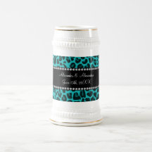 Turquoise leopard pattern wedding favors coffee mug