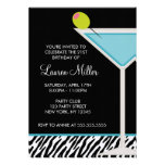 Turquoise Martini et motif de zèbre Cartons D'invitation