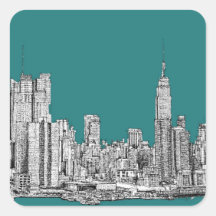 turquoise NYC Stickers Carrés