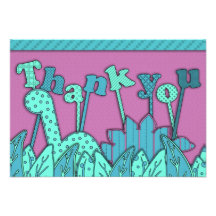 Turquoise plate de note de Merci de thème mignon d Invitations Personnalisées