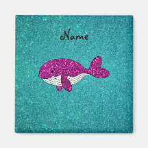 Turquoise rose nommée personnalisée de baleine de  aimant