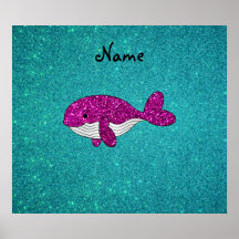 Turquoise rose nommée personnalisée de baleine de  posters