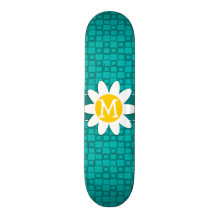 Turquoise Squares; Retro Square; Daisy Skate Deck