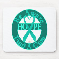 TurquoiseHeartRibbonBeAwareFindCureDark tapis de souris