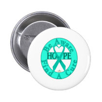 TurquoiseHeartRibbonBeAwareFindCureLight badges publicitaires