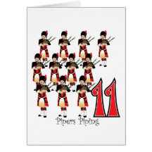 Tuyauterie de 11 joueurs de pipeau carte de vœux