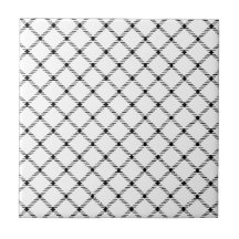 Two Bands Small Diamond - Black on White Tile