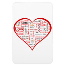 Typographie rouge de coeur d'amour magnets
