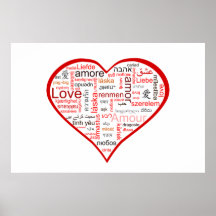 Typographie rouge de coeur d'amour posters