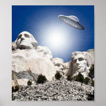 UFO chez le mont Rushmore Affiches