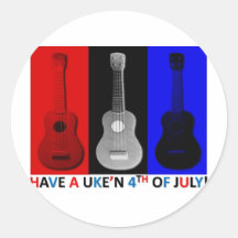 Ukulélé 4 juillet autocollants ronds